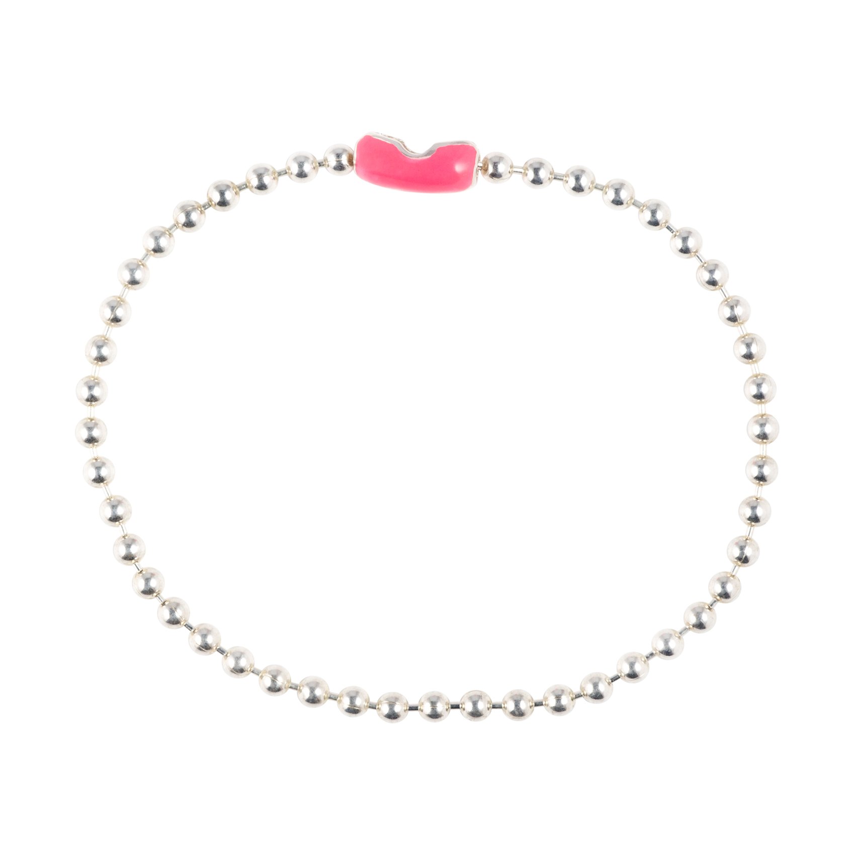 Silver ball chain bracelet with color enamel clasp — JASON